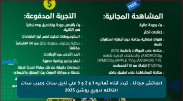 الماتش مجانا.. تردد قناة ثمانية 1 و 2 و 3 على نايل سات وعرب سات الناقلة لدوري روشن 2025